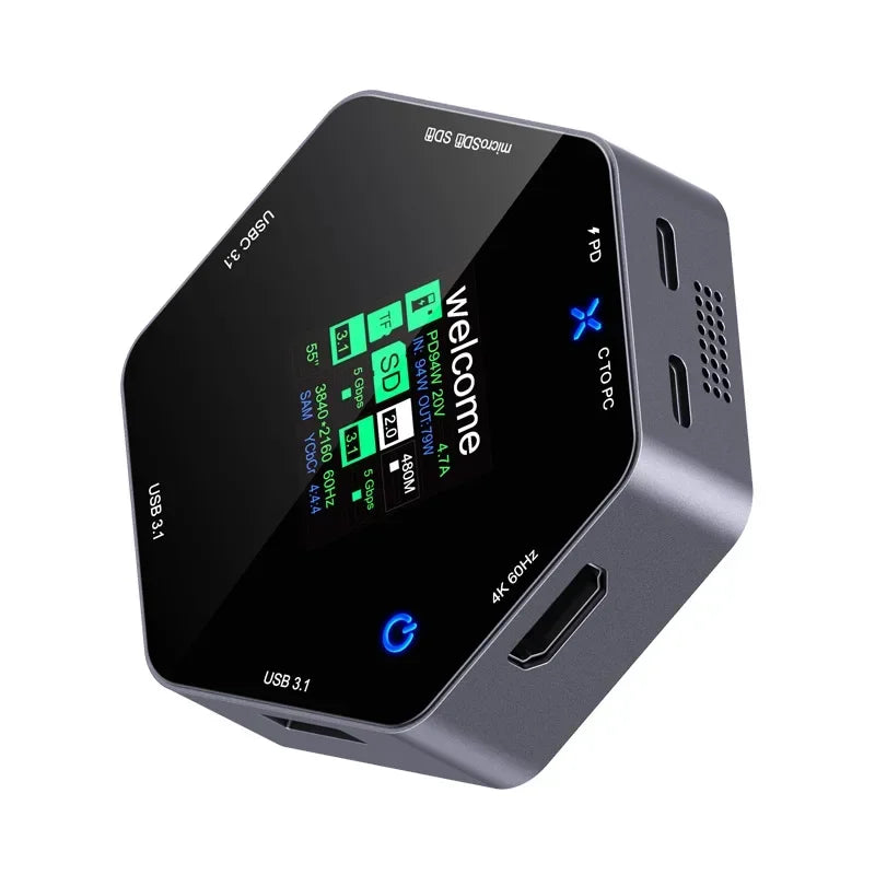 USB HUB Docking Station Type-C Smart Display 4K 60 hdtv 8 in 1 Multi Port Hub Splitter PD Charging USB Extender